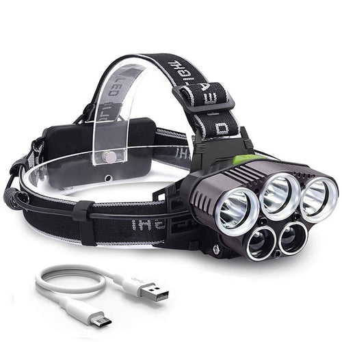 Seedary Linterna LED Frontal Lámpara Led para Cabeza USB recargable, 8000LM, 5 Modos Luz de Bicicleta IPX-6 Impermeable, Foco Luces Headlamp Faros LED, Lámpara de Cabeza para Campismo, Senderismo, Ciclismo, Pesca, Correr(Incluye 2x 18650 Baterías)
