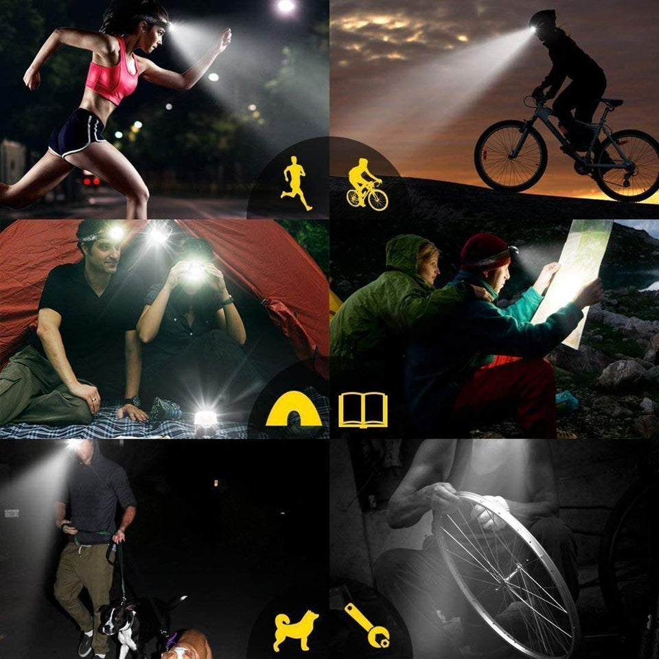 Seedary Linterna LED Frontal Lámpara Led para Cabeza USB recargable, 8000LM, 5 Modos Luz de Bicicleta IPX-6 Impermeable, Foco Luces Headlamp Faros LED, Lámpara de Cabeza para Campismo, Senderismo, Ciclismo, Pesca, Correr(Incluye 2x 18650 Baterías)