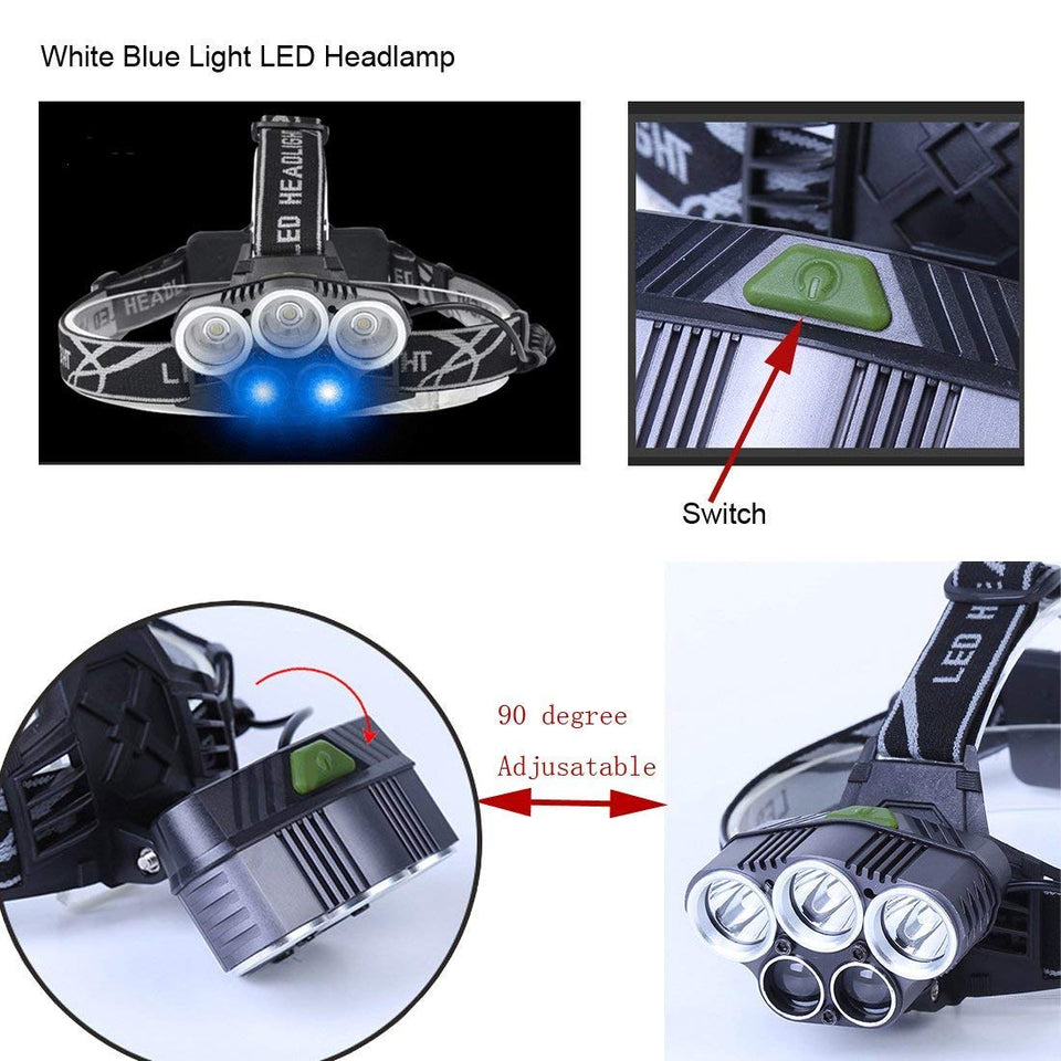 Seedary Linterna LED Frontal Lámpara Led para Cabeza USB recargable, 8000LM, 5 Modos Luz de Bicicleta IPX-6 Impermeable, Foco Luces Headlamp Faros LED, Lámpara de Cabeza para Campismo, Senderismo, Ciclismo, Pesca, Correr(Incluye 2x 18650 Baterías)