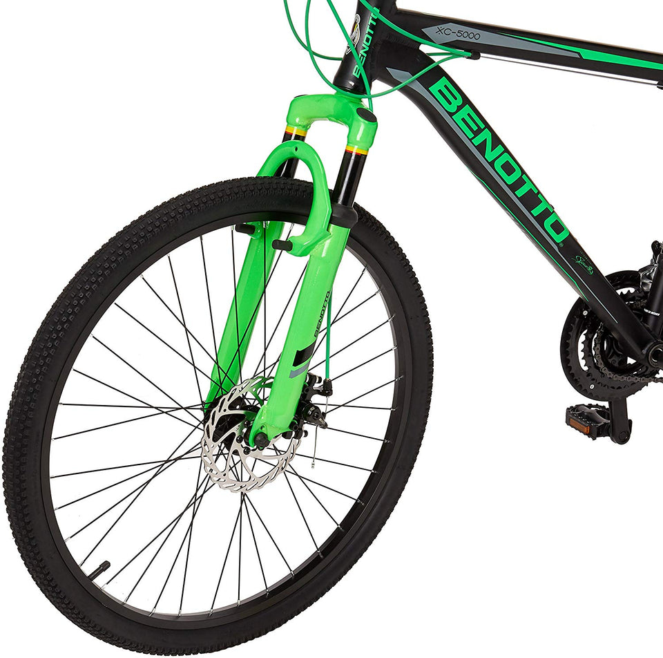Benotto XC-5000 Bicicleta de Aluminio, Frenos DDM, color Negro/Verde, Grande