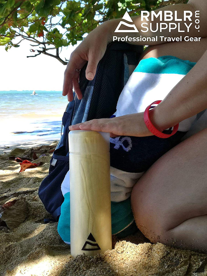 Toalla de Viaje - Alto Desempeño - PVA - Ligera Portátil Secado Instantáneo - Para Todo Tipo de Viaje o Vacaciones Playa Alberca Natación Camping Pesca Hiking Turismo Viajeros Caminata Backpacking Mochileros Ramblers Hombre y Mujer By RMBLR Supply